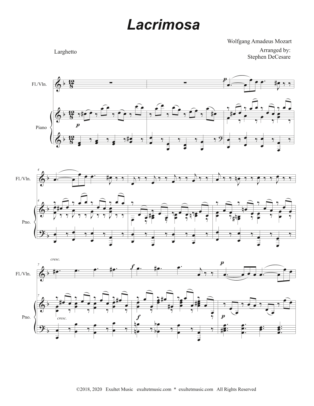 Lacrimosa (Flute or Violin solo and Piano) (arr. Stephen DeCesare)