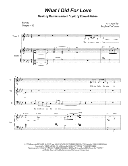 What I Did For Love (arr. Stephen DeCesare)