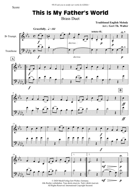 This Is My Father's World (arr. Gert Th. Walter)