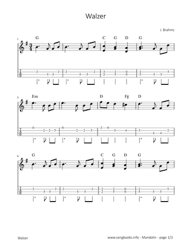 Walzer - J. Brahms (arr. songbooks.info)