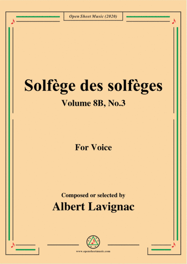 Lavignac-Solfège des solfèges,Volume 8B,No.3,for Voice (arr. MSM)