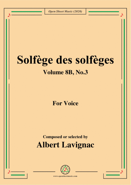 Lavignac-Solfège des solfèges,Volume 8B,No.3,for Voice (arr. MSM)