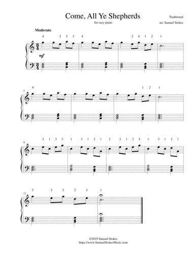 Come, All Ye Shepherds (Come, Shepherds, Rise!) - for easy piano (arr. Samuel Stokes)