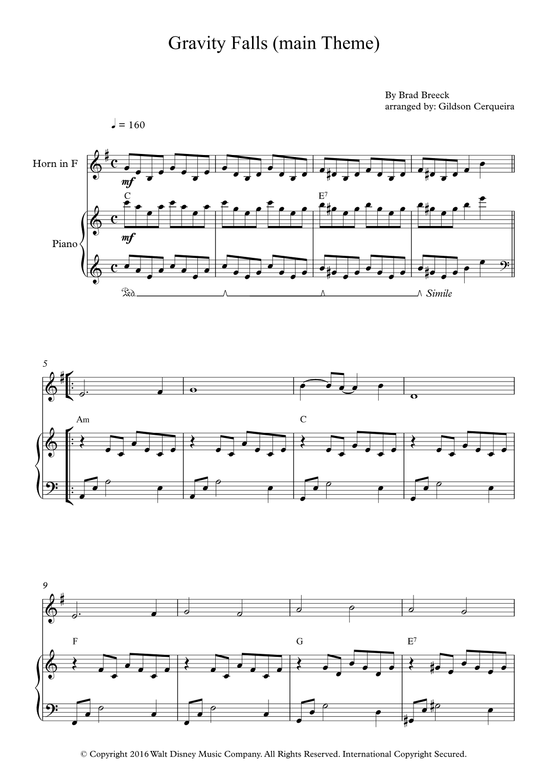 Gravity Falls (main Theme) (arr. Gildson Cerqueira)