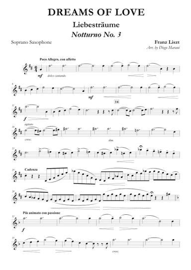 Dreams of Love No. 3 for Soprano Saxophone and Piano (arr. Diego Marani)