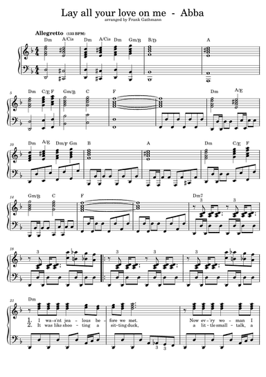 Lay All Your Love On Me (arr. Frank Gathmann)