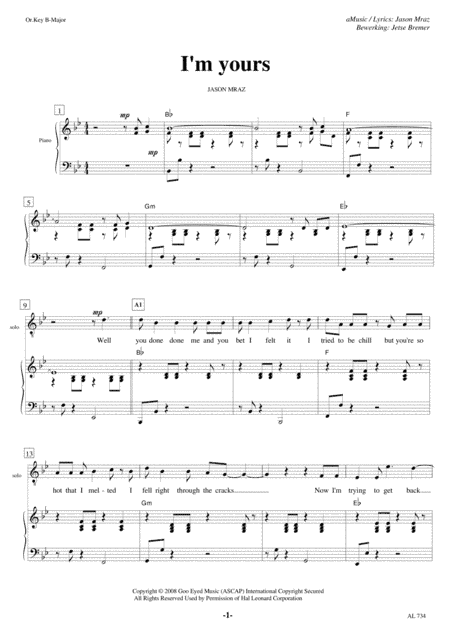 I'm Yours (arr. Jetse Bremer)
