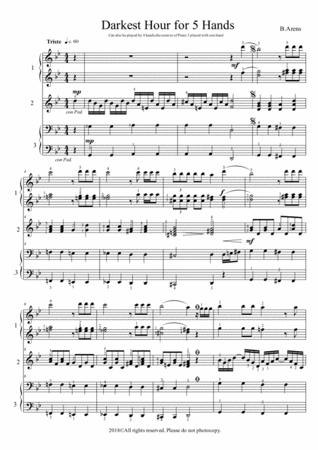 Darkest Hour - Piano 5 hands