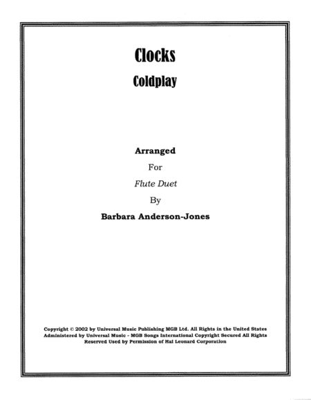 Clocks (arr. Barbara Anderson-Jones)