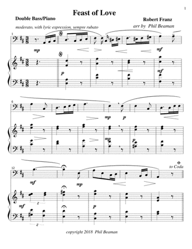 Feast of Love - Double Bass/Piano (arr. Phil Beaman)