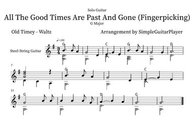 All The Good Times Are Past And Gone (Fingerpicking) (arr. SimpleGuitarPlayer)