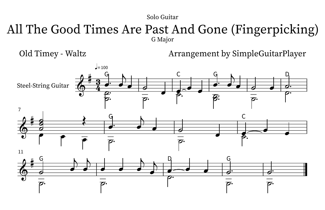All The Good Times Are Past And Gone (Fingerpicking) (arr. SimpleGuitarPlayer)
