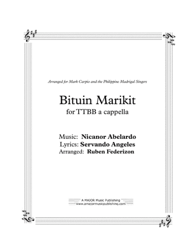 Bituin Marikit. Filipino love song, TTBB a-cappella (arr. A Major Music Publishing)