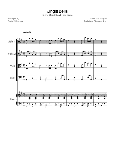 Jingle Bells (for String Quartet and Easy Piano) (arr. Daniel Nakamura)