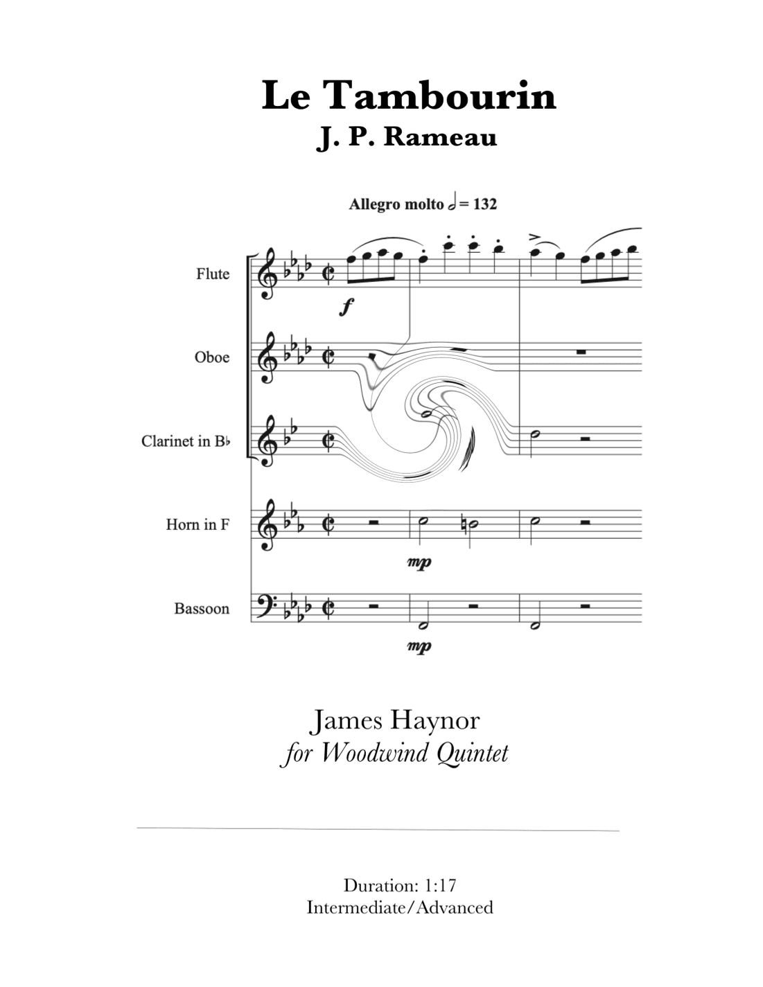 Le Tambourin for Woodwind Quintet (arr. James Haynor)