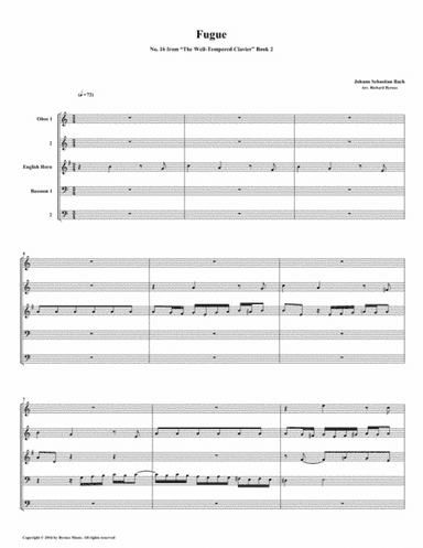 Fugue 16 from Well-Tempered Clavier, Book 2 (Double Reed Quintet) (arr. Richard Byrnes)