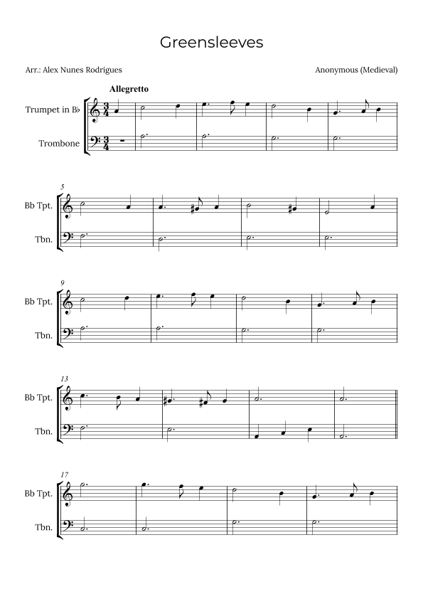 Greensleeves (arr. Alex Nunes Rodrigues)