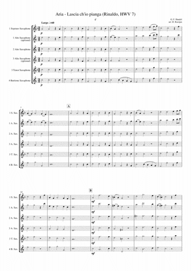 Aria - Lascia ch'io pianga (saxophone quartet) (arr. David Kocijan)