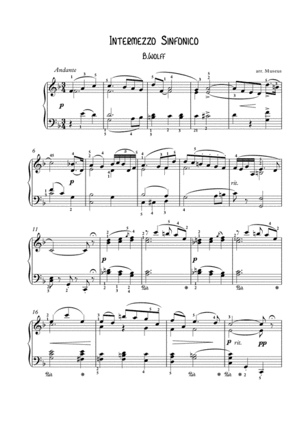 Intermezzo by Wolff for piano solo (arr. PianoSheetNow)