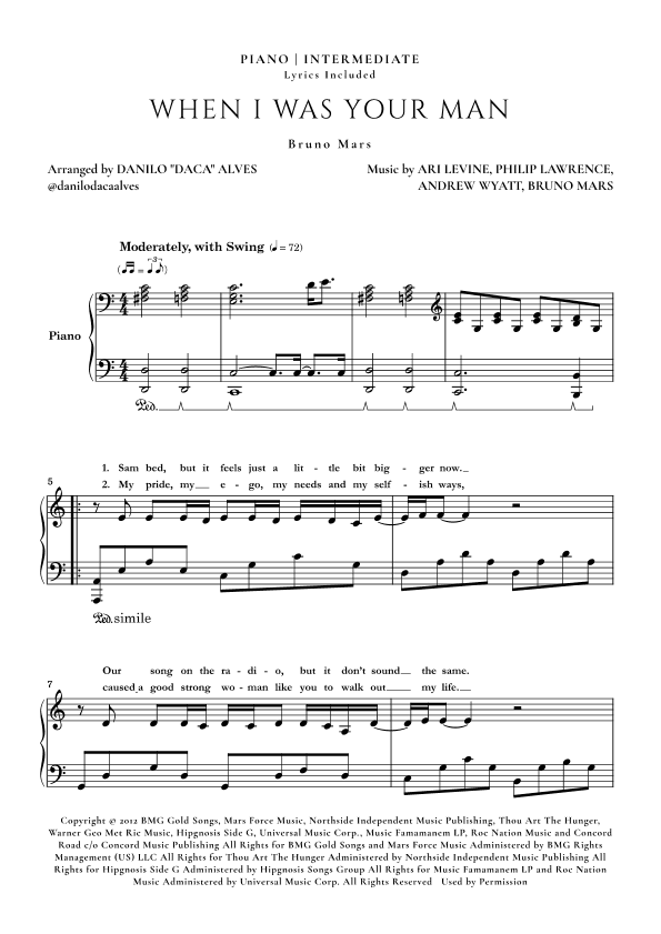 When I Was Your Man (arr. Danilo "Daca" Alves)