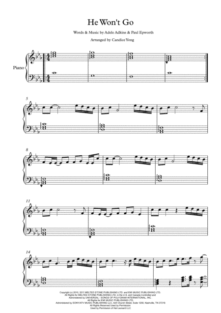 He Won't Go (arr. Candice Yong)