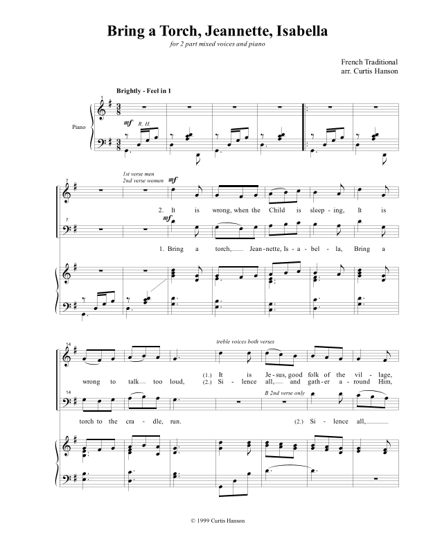 Bring a Torch, Jeannette, Isabella (SB) (arr. Curtis Hanson)