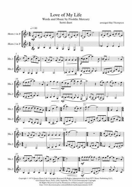 Love Of My Life (arr. Ray Thompson)