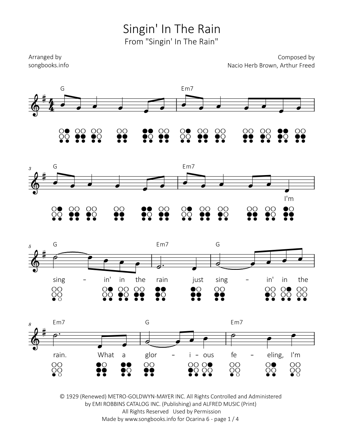 Singin' In The Rain (arr. songbooks.info)