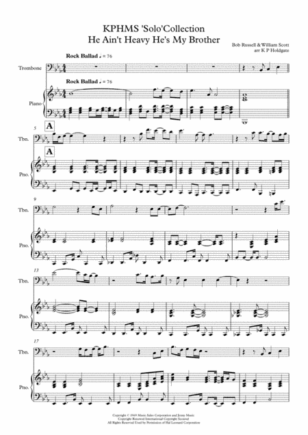 He Ain't Heavy, He's My Brother (arr. Kevin P Holdgate)
