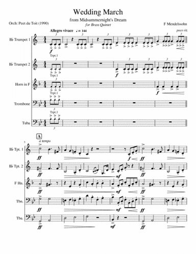 Wedding March from Midsummernight's Dream - F Mendelssohn (arr. Peet du Toit)