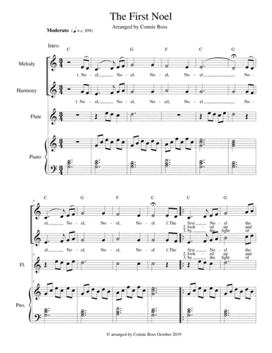 The First Noel - vocal duet flute and piano (arr. Connie Boss)