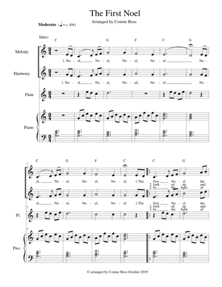 The First Noel - vocal duet flute and piano (arr. Connie Boss)