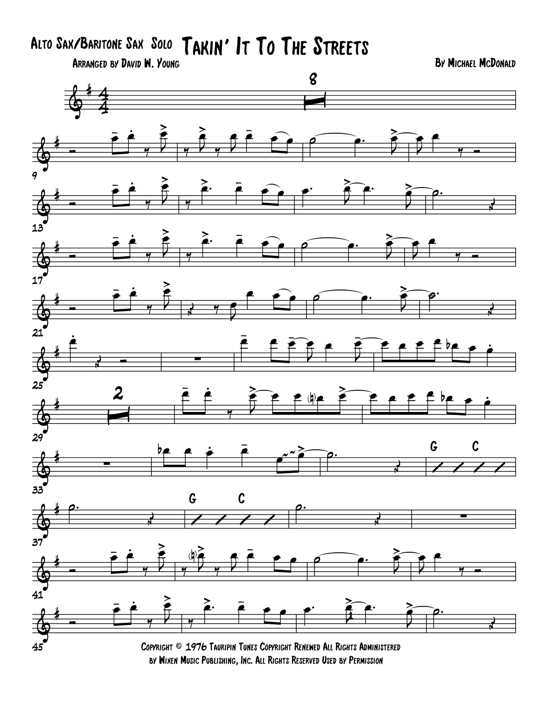 Takin' It To The Streets (arr. David W. Young)