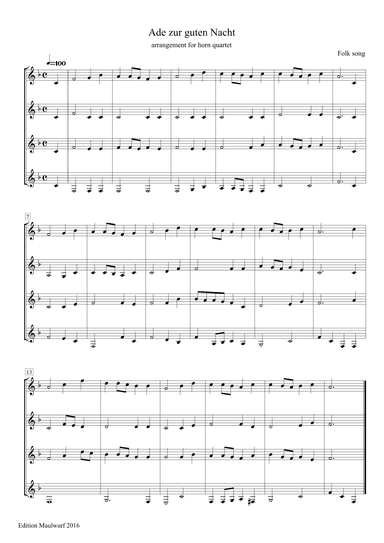 Ade zur guten Nacht (arr. Edition Maulwurf)