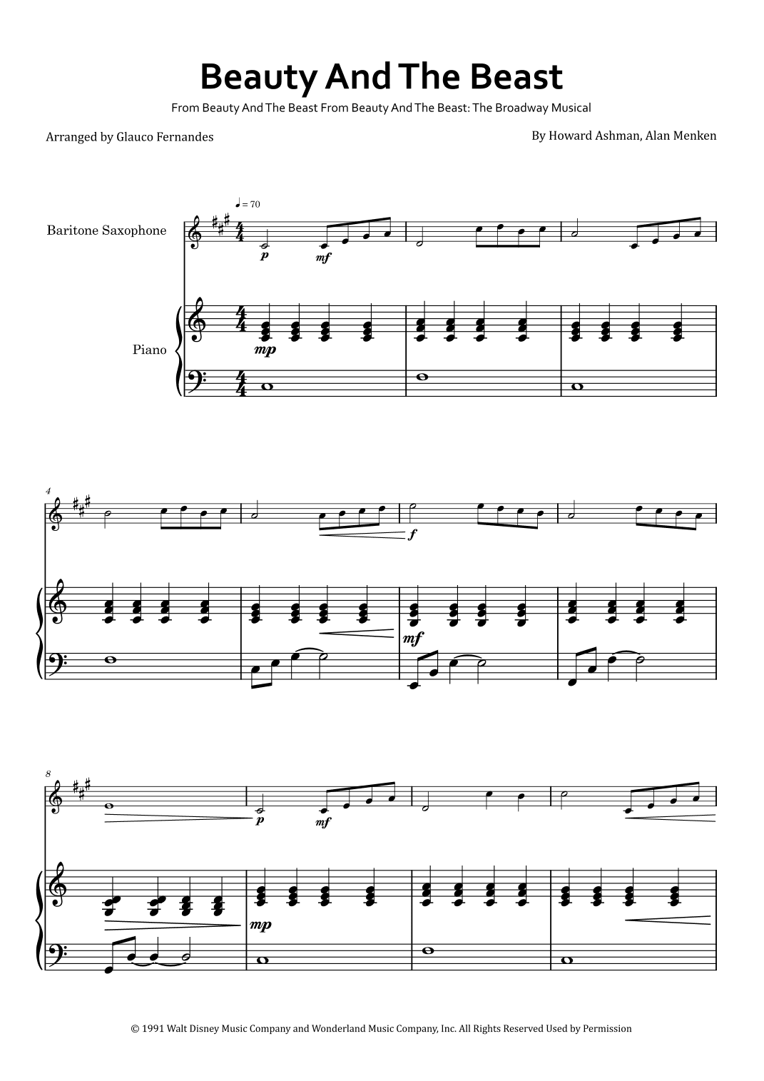 Beauty And The Beast (arr. Glauco Fernandes)