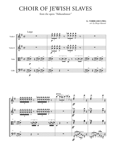 Choir of the Jewish Slaves for String Quartet (arr. Diego Marani)