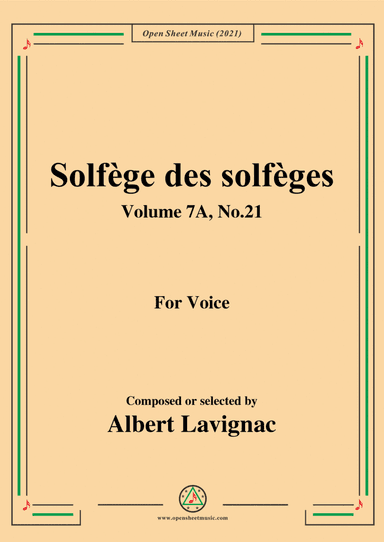 Lavignac-Solfege des solfeges,Volume 7A No.21,for Voice (arr. Open Cloud)