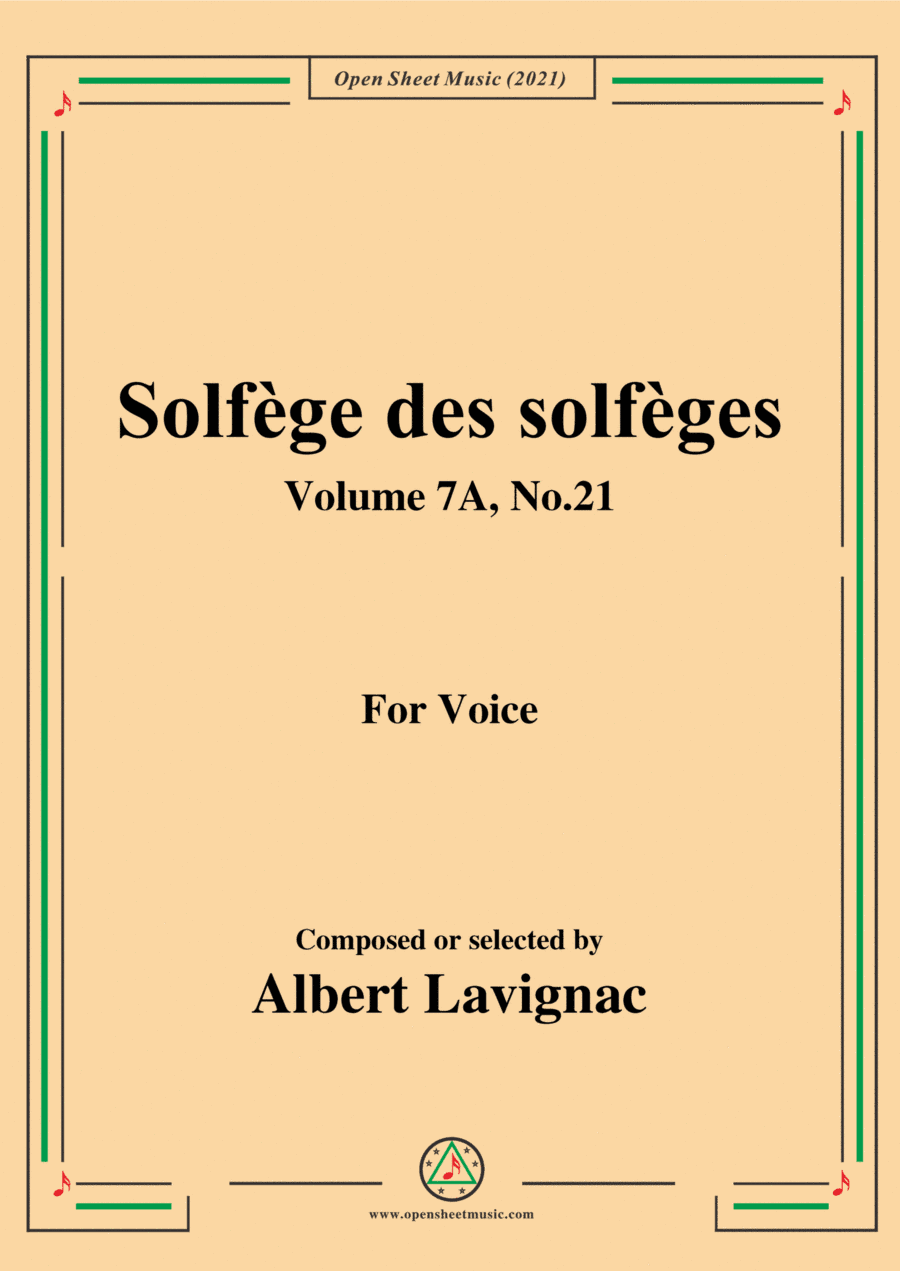 Lavignac-Solfege des solfeges,Volume 7A No.21,for Voice (arr. Open Cloud)