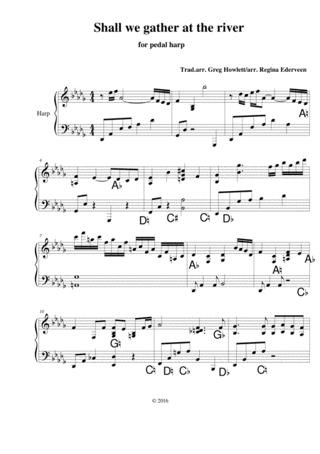 Shall we gather at the river - pedal harp solo