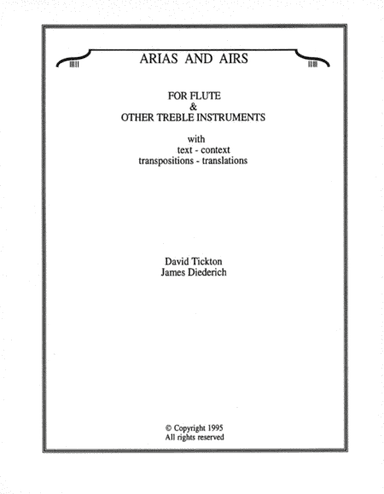 Arias and Airs For Flute or Treble Instruments (arr. David Tickton)