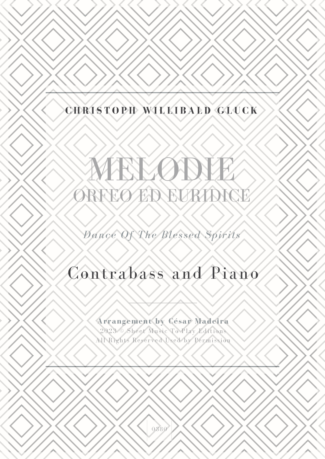 Melodie from Orfeo ed Euridice - Contrabass and Piano (Full Score and Parts) (arr. César Madeira)