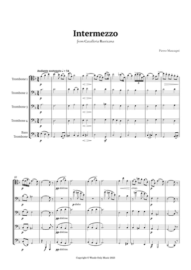 Intermezzo from Cavalleria Rusticana by Mascagni for Trombone Quintet (arr. Ander)