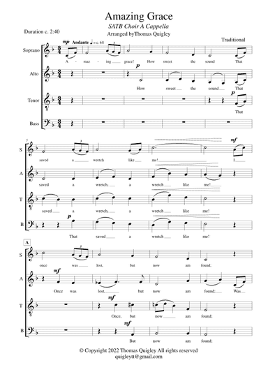 Amazing Grace (SATB A Cappella) (arr. Thomas Quigley)