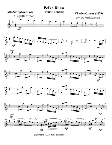Polka Russe-Czerny-Alto Saxophone Solo (arr. Phil Beaman)