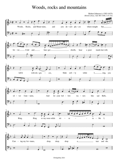 Woods, rocks and mountains (Ornamented version from Add. MS 11608) (arr. Early Music Scores)