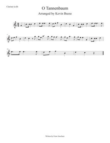 O Tannenbaum (Easy key of C) Clarinet (arr. Kevin Busse)