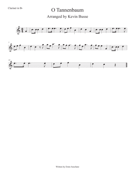 O Tannenbaum (Easy key of C) Clarinet (arr. Kevin Busse)