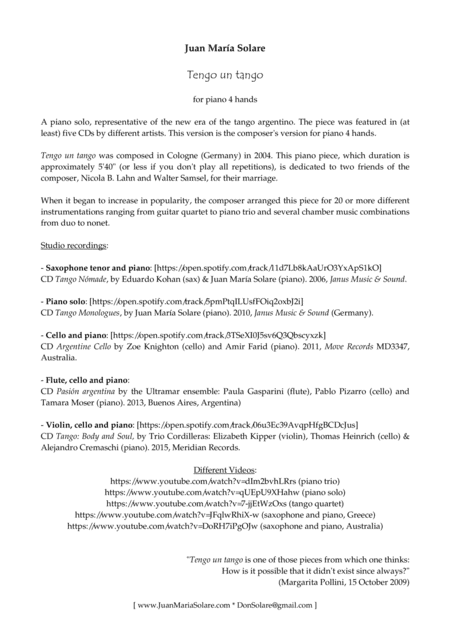 Tengo un Tango [piano 4 hands]