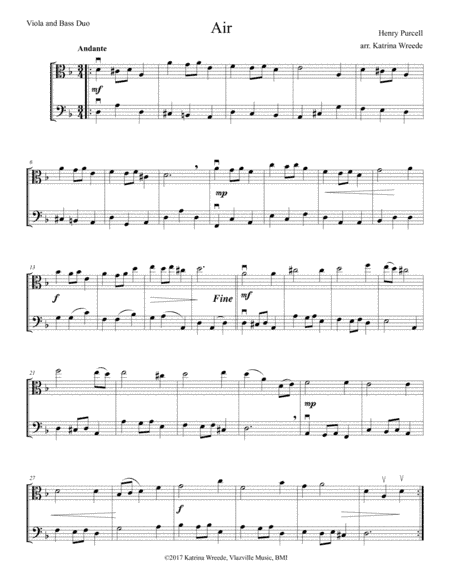 Purcell Air - for Viola and Double Bass (arr. Katrina Wreede)