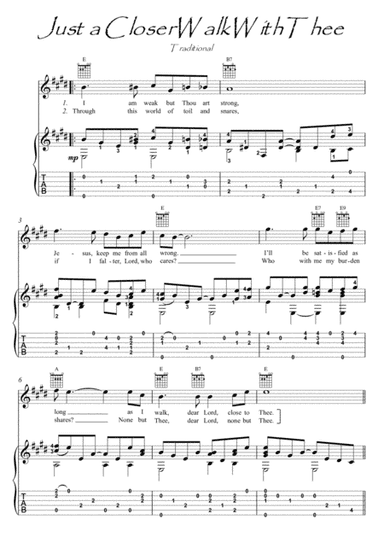 Just a Closer Walk With Thee (arr. PianoSheetNow)